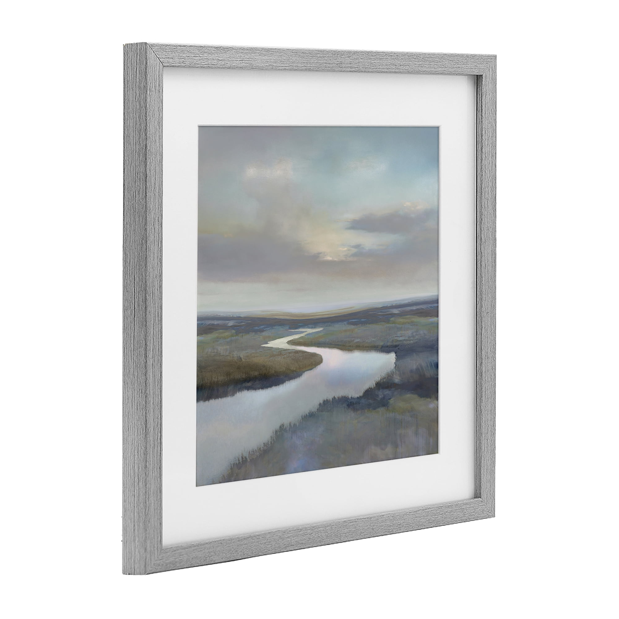 Stupell Industries Calm Riverbend in Greys Gray Framed Print Under Glass, design by Christy McKee