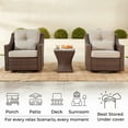 thumbnail image 2 of CHITA 3-Piece Outdoor Wicker Patio Furniture Set with Swivel Glider Chair, Outdoor Chestnut Wicker Chair with Cream Cushion, Brownish Gray, 2 of 12