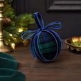 thumbnail image 4 of 12PCS 3.15inch Blue Grid Fabric Wrapping Plastic Christmas Ball Hanging Ornaments, Shatterproof Hanging Xmas Tree Decorations Set for Home Party Holiday Decor, 4 of 7