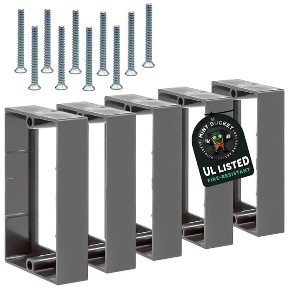 3/4" Single Gang Receptacle Outlet Box Extender with Screws - Black or Gray - Pack of 5