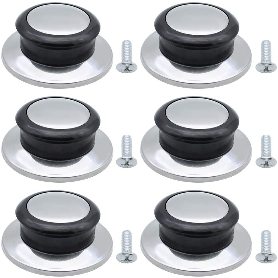 replacement parts for household kitchen cookware 6-piece pot lid knob wooden stainless steel pot lid handle universal kitchen cookware top heat-resistant pot lid knob