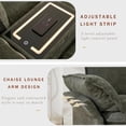 thumbnail image 4 of 124'' Modular Sectional Sofa, U-Shaped Chenille Cloud Couch with Storage, 2 Ottomans, Wireless Charging, Loudspeaker, Light, 2 Cup Holders, Double Chaise Couches for Living Room,Office, Green, 4 of 11