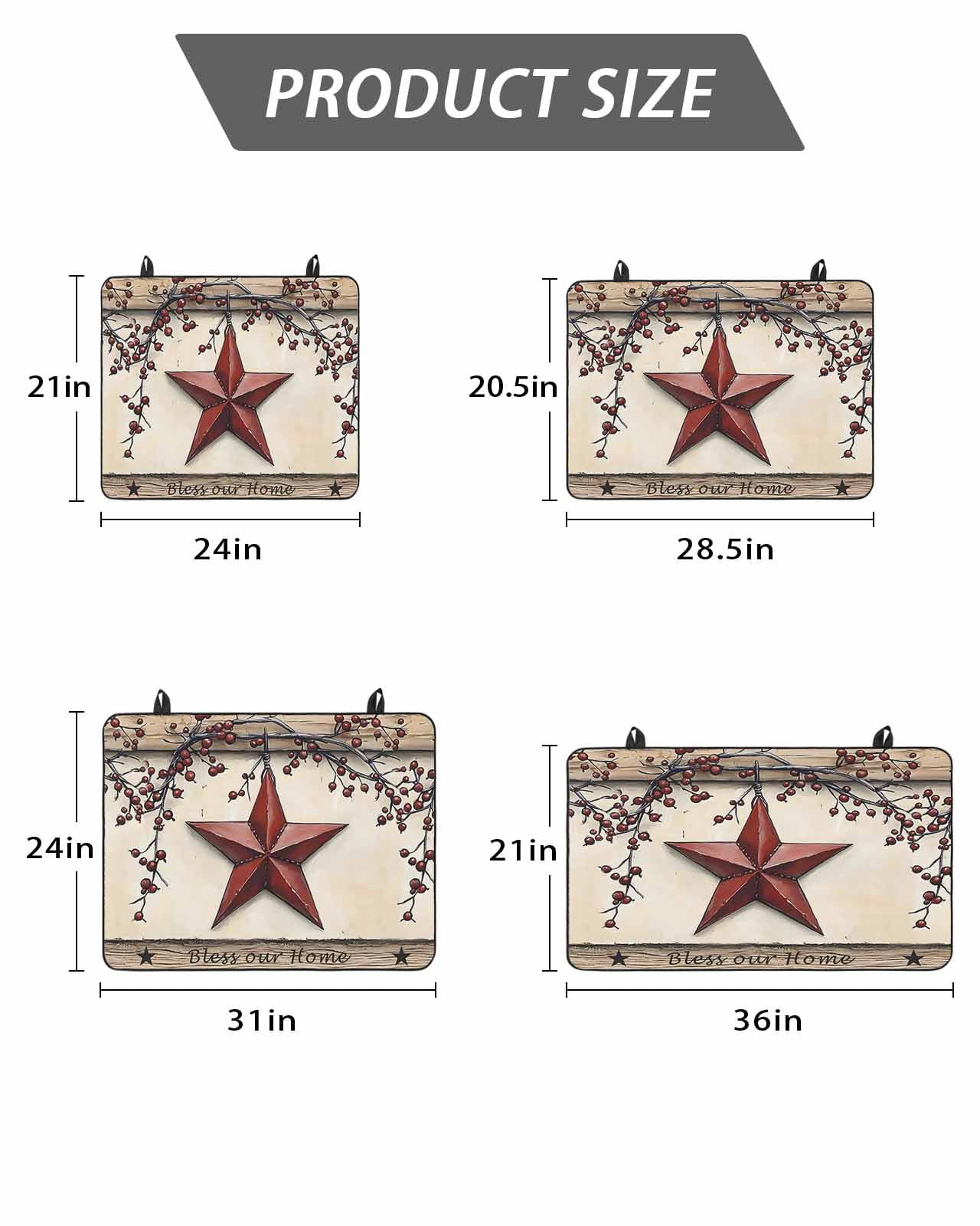 Stove Top Covers for Electric Stove, Red Texas Star Rustic Glass Stovetop Cover Protector, Country Star Berries Wooden Induction Cooktop Protector Oven Mat for Kitchen Countertop 24"x21"