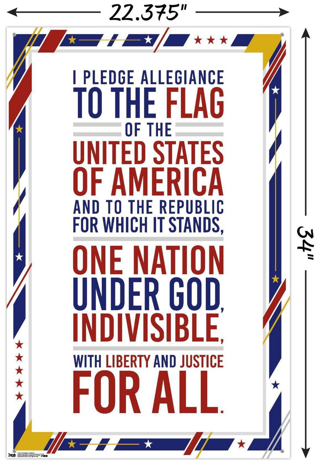 The United States Of America - Pledge Of Allegiance Wall Poster, 22.375" x 34"