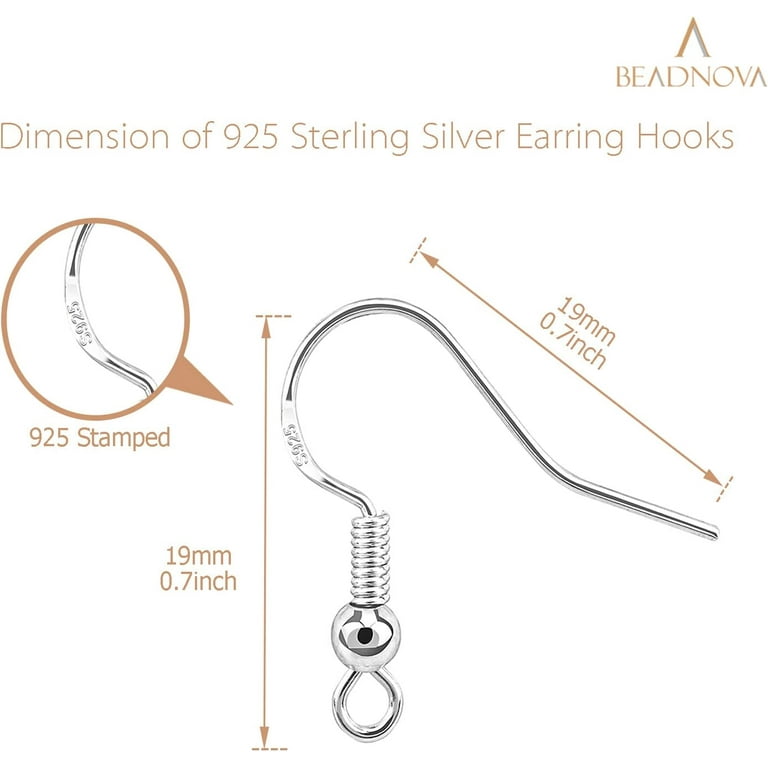 925 Sterling Silver Earring Hooks 12pcs Earring Findings Kits with Earring  Backs Fish Hook Earrings for Jewelry Making DIY Earrings Supplies (12pcs  Earring Hooks and 12pcs Earring Backs) 