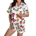 thumbnail image 2 of Pyjama pour Femmes en Satin de Soie à Imprimé Graphique, Mignon, Tenue de Nuit, Boutons, Hauts à Manches Courtes, Ensembles de Shorts, 2 of 5
