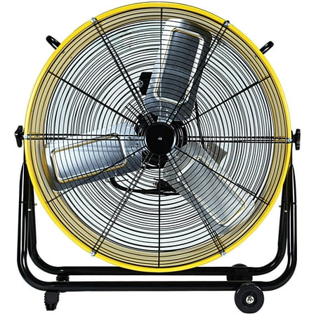 Simple Deluxe 24 Inch High Velocity Movement Heavy Duty Metal 3 Speed Air Circulation for Industrial, Commercial, Residential, and Shop Use-ETL Safety Listed Drum Fan, 24", Yellow