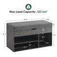 thumbnail image 2 of Ivinta Shoe Storage Bench with 4" Cushion, 2-Tier Entryway Organizer with Hidden Compartment, 37", Gray, 2 of 10