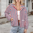 thumbnail image 3 of Jackets for Women Winter Coat Jackets Flannel Stand Collar Jacket(American Flag Blue Red White,Size:S-4XL), 3 of 7