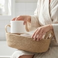 thumbnail image 5 of Aneralied Woven Storage Basket with Handle Boho Cotton Rope Bathroom Countertop Organizer Basket Bathroom Decor 13X6in, 5 of 6
