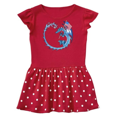 

Inktastic Dragon with American Flag Gift Toddler Girl Dress