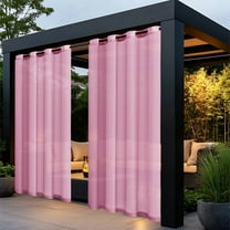 Btomtd Sheer Curtains Long Transparent Voile Sheer Curtains Rod Pocket Gauze Drapes For Living Room Bedroom Window Glass Door Outdoor Curtains Sunshade Curtains, 72.04x51.96 inch, Pink