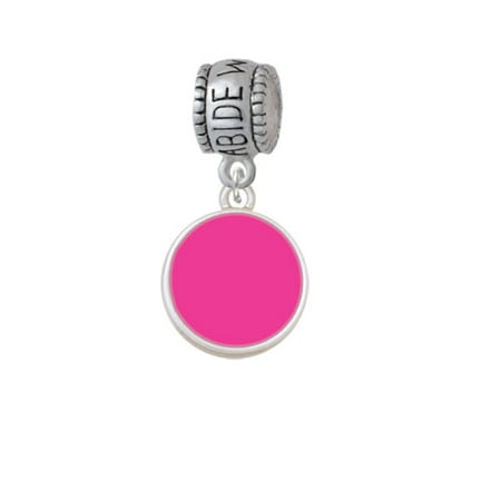 Small Hot Pink Enamel Disc - Abide With Me Charm Bead
