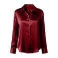 thumbnail image 4 of NTACZA Tops for Women Business Casual Silk Work Blouse Button Down Satin Loose Womens Shirts XL, 4 of 5