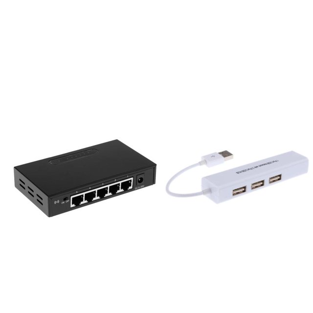 Desktop Ethernet Splitter 5 puertos Desktop Network Switch USB 2.0 Splitter Hub Accesorio Computadora Informática CUTICAT Conmutador Fast Ethernet