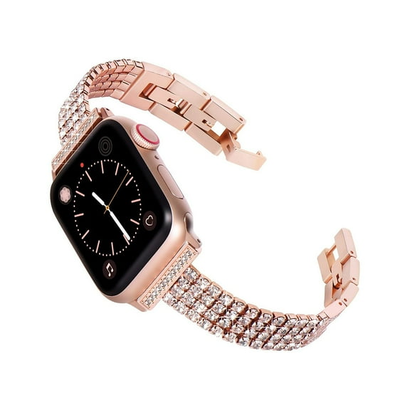 Worryfree Gadgets Slim Metal Bling Wristband for Apple Watch Rose Gold 42/44/45mm (WX122-RGD45)