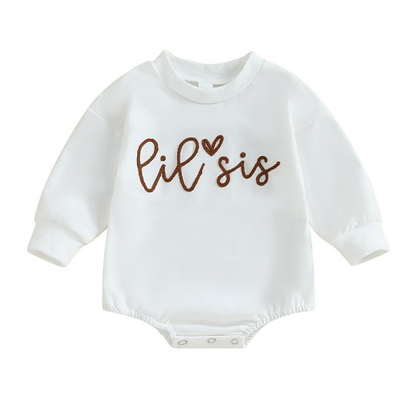 MEZZALL Baby Girl Clothes Long Sleeve Pullover Sweatshirt Romper Fall Winter Cute Sister Matching Outfits Breathable Dailywear, WH4, 6-12 Months