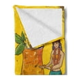 thumbnail image 2 of Hula Girl Soft Flannel Fleece Blanket, It is Time for Happy Hour Cocktail Bar Vintage Advertising Grunge Pattern, Cozy Plush for Indoor and Outdoor Use, 50" x 60", Mustard Multicolor, by Ambesonne, 2 of 5