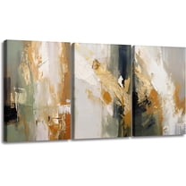 Hieng 3Pieces Canvas Wall Art Decor Modern Giclee Artwork Painting Print Gold Dripping Lips Poster Wall Art for Living Room Home Decoration（Only canvas）