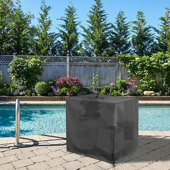 COM1950s Pool Sand Filter Cover,Waterproof Protective Cover with Adjustable Drawstring and Zipper,Heavy Duty Oxford Fabric for Outdoor Pool Pump Accessories,Dust Proof Folding Design
