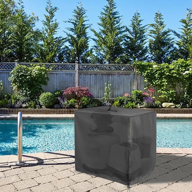 Birdeem Pool Sand Filter Cover, Waterproof Protective Cover with Adjustable Drawstring and Zipper, Heavy Duty Oxford Fabric for Outdoor Pool Pump Accessories, Dust Proof Folding Design