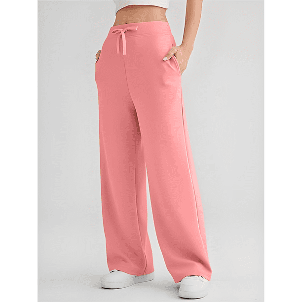 Pantalones Deportivos Holgados de Cintura Alta para Mujer, Color Rosa XXL