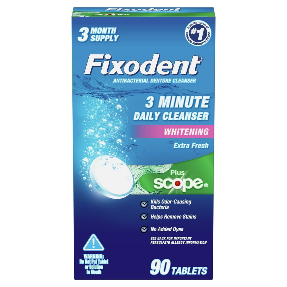 Fixodent Plus Scope Daily Denture Cleaner Tablets, 90 ct