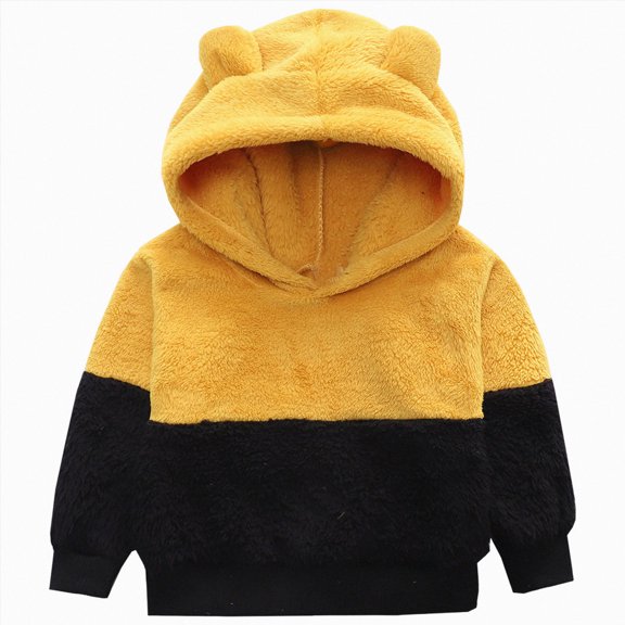 WUANDIXFA Hoodies for Boys 2T 3T 4T 5T 6T 7T Baby Toddler Kid Boy Girl Solid Casual Pocket Hoodie Sweatershirt Pullover,Yellow,4-5 Years