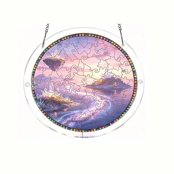 Acrylic Puzzle Suncatcher, Stained Glass Window Hanging, Colorful Glass Panel Sun Catchers Decor for Women, Men, Wife, Aunt, and Mom Birthday Gift