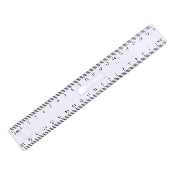 8-Inch Plastic Ruler with Handle,Handle Magnifying Glass Plastic Transparent Ruler,Precise Transparent Measuring Tool with Inch and Centimeter Graduations, Suitable for Students,Teachers,Exam