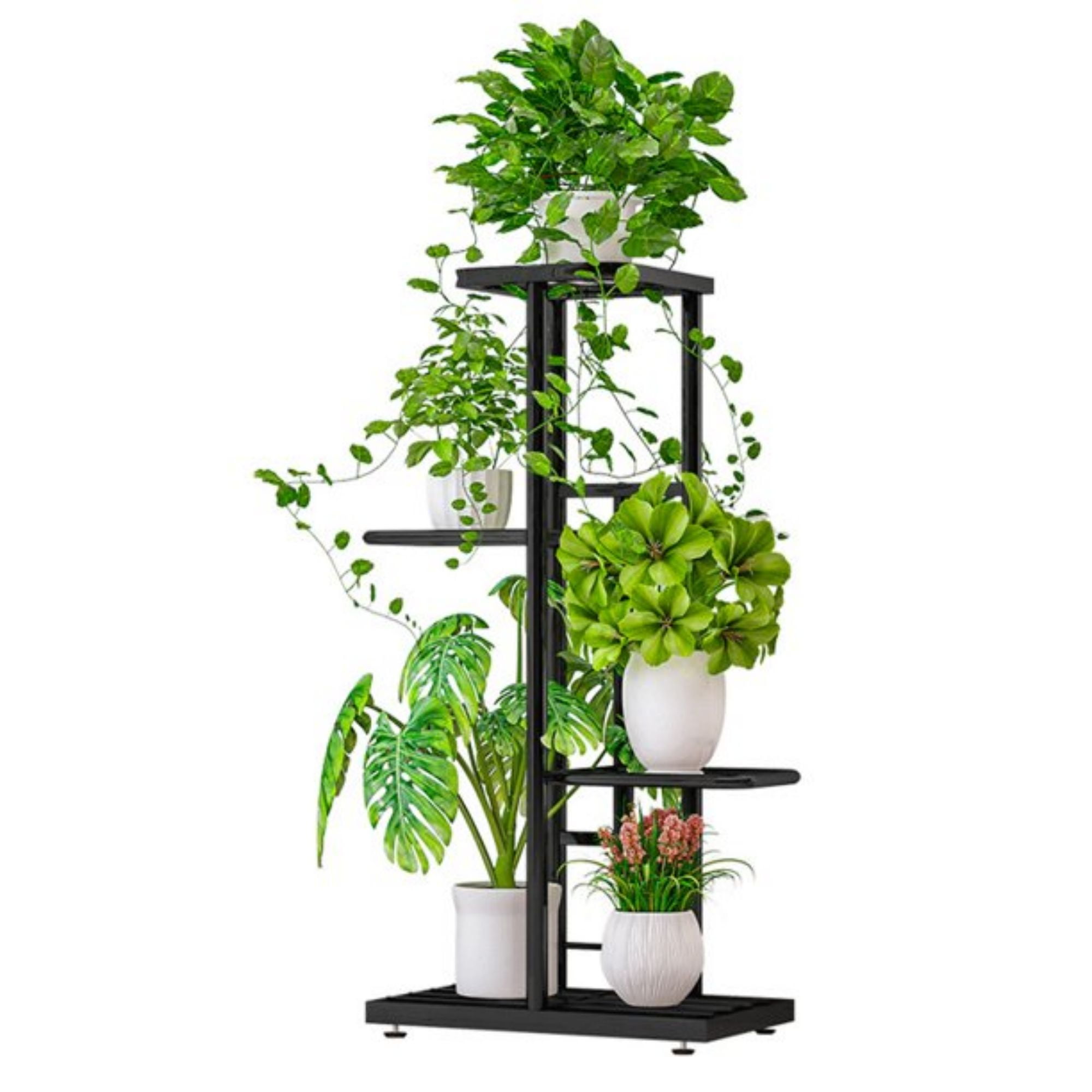 Gemdeck 4 Tiers Plant Stand Indoor Metal Flower Pots Stand Outdoor Plant Shelf Dark Gray