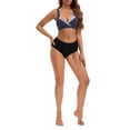 thumbnail image 2 of INSPIRE CHIC Women's Lace Polka Dots Crossover Wirefree Sleep Breastfeeding Soft Cup Maternity Nursing Bras S Dark Blue, 2 of 4