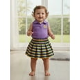 thumbnail image 5 of BemeyourBBs Toddler Baby Girl Mardi Gras Outfit Carnival Summer Clothes Sleeveless Lapel Collar Solid Color/Striped Vest Tank Tops Pleated Skirt Set, 5 of 9