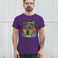 thumbnail image 3 of Tee Hunt Stare of The Wolf T-Shirt Dean Russo Colorful Neon Animal Men's Tee, Purple, 4X-Large, 3 of 5