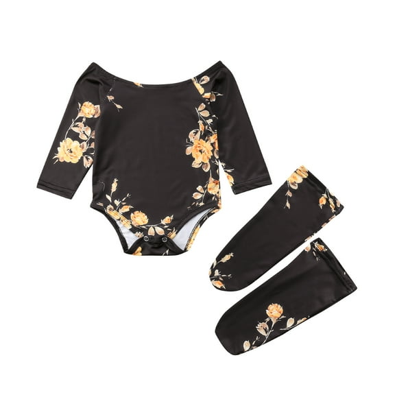Kiapeise Baby Girls 2 PCS Long Sleeve Off Shoulder Floral Romper  Leg Warmers