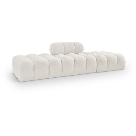 Meridian Furniture Ames 102" Cream Boucle Fabric Upholstered 3pc. Modular Sofa
