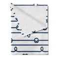 thumbnail image 2 of Navy Soft Flannel Fleece Blanket, Ship Boat Sea Life Rope and Marine Nautical Knots as Border Lines Art Print, Cozy Plush for Indoor and Outdoor Use, 60" x 80", Navy Blue and White, by Ambesonne, 2 of 5