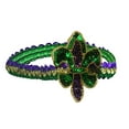 thumbnail image 2 of Nicky Bigs Novelties Mardi Gras Fluer Di Lis Headband - Sequin Hair Band for New Orleans Masquerade Mask Party Sequin Fascinators Purple Yellow Gold Green, Adjustable, 2 of 8