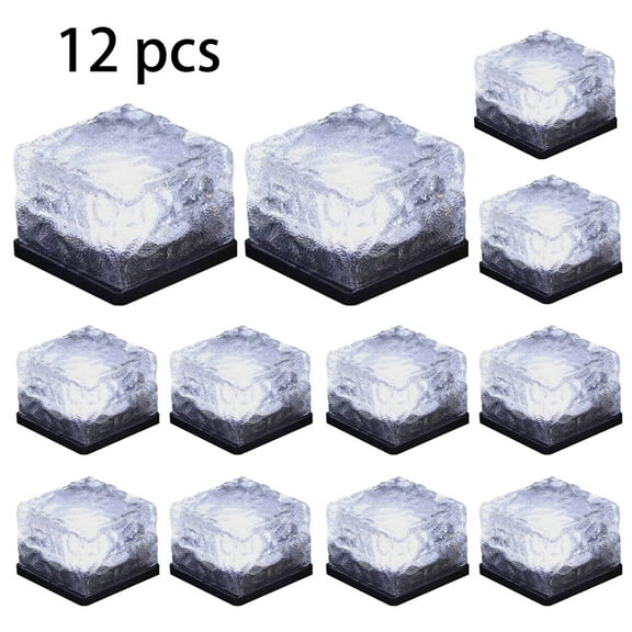 Solar Brick Lights - Solar Ice Cube Lights Outdoor Waterproof Brick Light Lamp for Garden Courtyard Pathway, Christmas Festival Decorative Ice Rock Cube Lights (12 Pack) (Cold White)