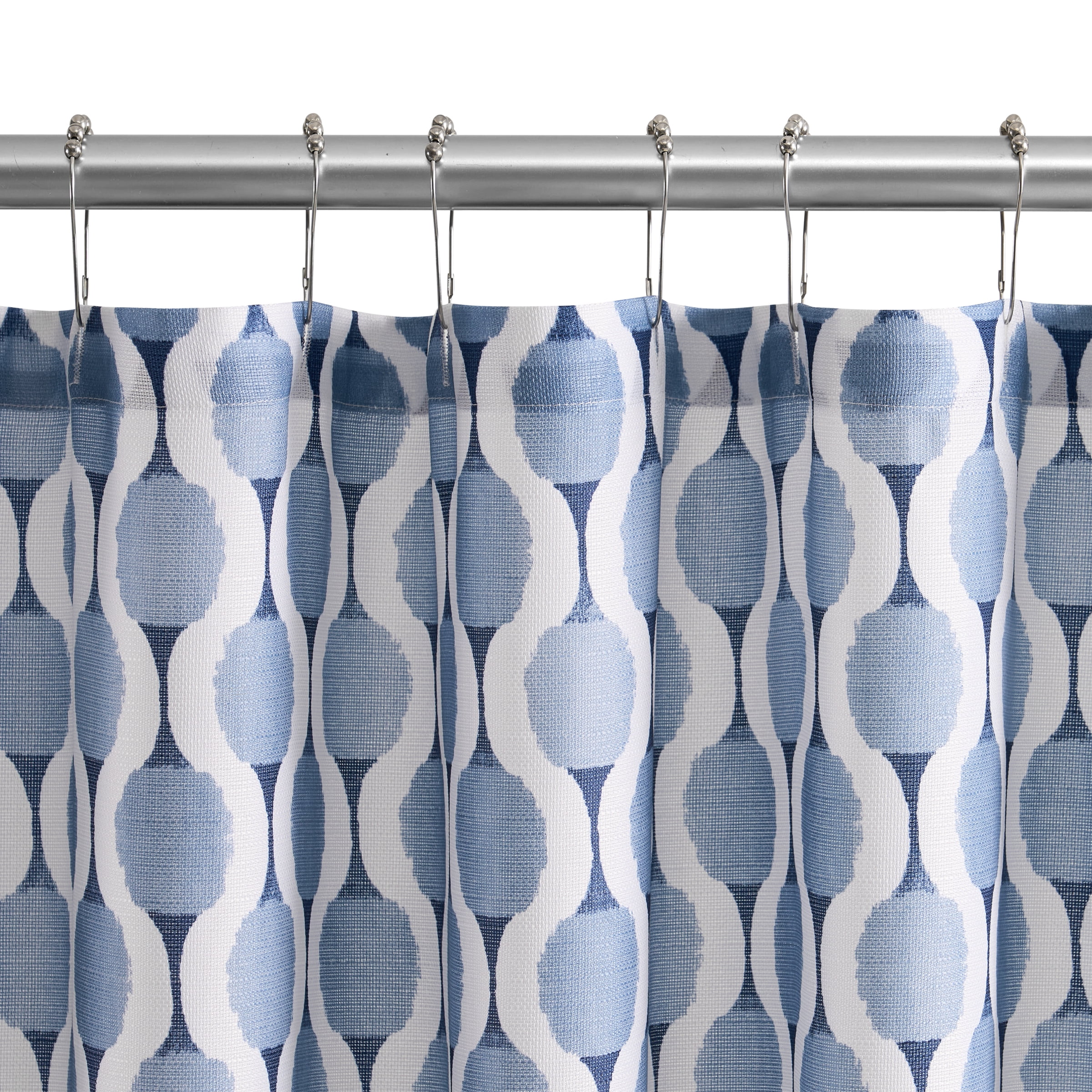 Mainstays Allister Blue Fabric Shower Curtain, 72” x 72”