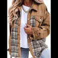 thumbnail image 1 of Chaqueta Vaquera Estilo Boyfriend, Informal, de Larga, con Botones y Bolsillos, para Mujer Caqui Oscuro L, 1 of 9