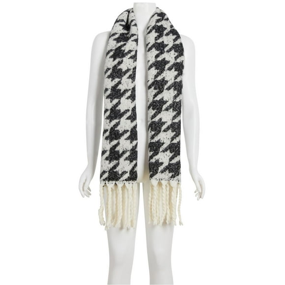 Dkny Oversized Houndstooth Scarf, Black