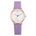 thumbnail image 1 of Reloj de pulsera con correa de PU y esfera redonda de cuarzo informal simple para mujer (púrpura), 1 of 1