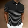 thumbnail image 2 of Men's Golf Polo Shirts Buttons Colorblock V-Neck Collar Polo Shirt Short Sleeve Stretch Slim Fit Athletic Golf Polos Training Clothes Sports Black, XXL, 2 of 4