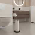 thumbnail image 3 of Modern Black Freestanding Toilet Paper Dispenser and Reserve with Folding Arm for Compact Bathrooms, 3 of 6