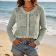 thumbnail image 2 of PBFRDSJ Long Sleeve Cardigan for Women Knit Crochet Button Down Sun Protection Cover Up Trendy Summer Sweaters for Casual Vacation, 2 of 6