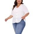 thumbnail image 2 of DARING DIVA Women's Plus Button Down Sheer Knitted Sweater 1X White, 2 of 6