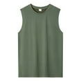 thumbnail image 2 of Wyobmus Men's Sleeveless Muscle Shirts Quick Dry Undershirt Vest Loose Lightweight Round Neck Gym Workout T Shirt Olive Green, 2 of 4