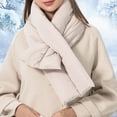 thumbnail image 3 of Thickened Windproof Warm Wide Down Cotton Scarf Women Winter Solid Color Ultra Light Thermal Scarf, 3 of 10