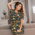 thumbnail image 3 of Pofeuu Pumpkins And Sunflowers2 Print Women's Loose Fit Short Sleeve Nightgown, Comfortable Sleep Dress for Women, Casual Lounge Sleepwear, Soft Cotton Sleep Dress, 3 of 6